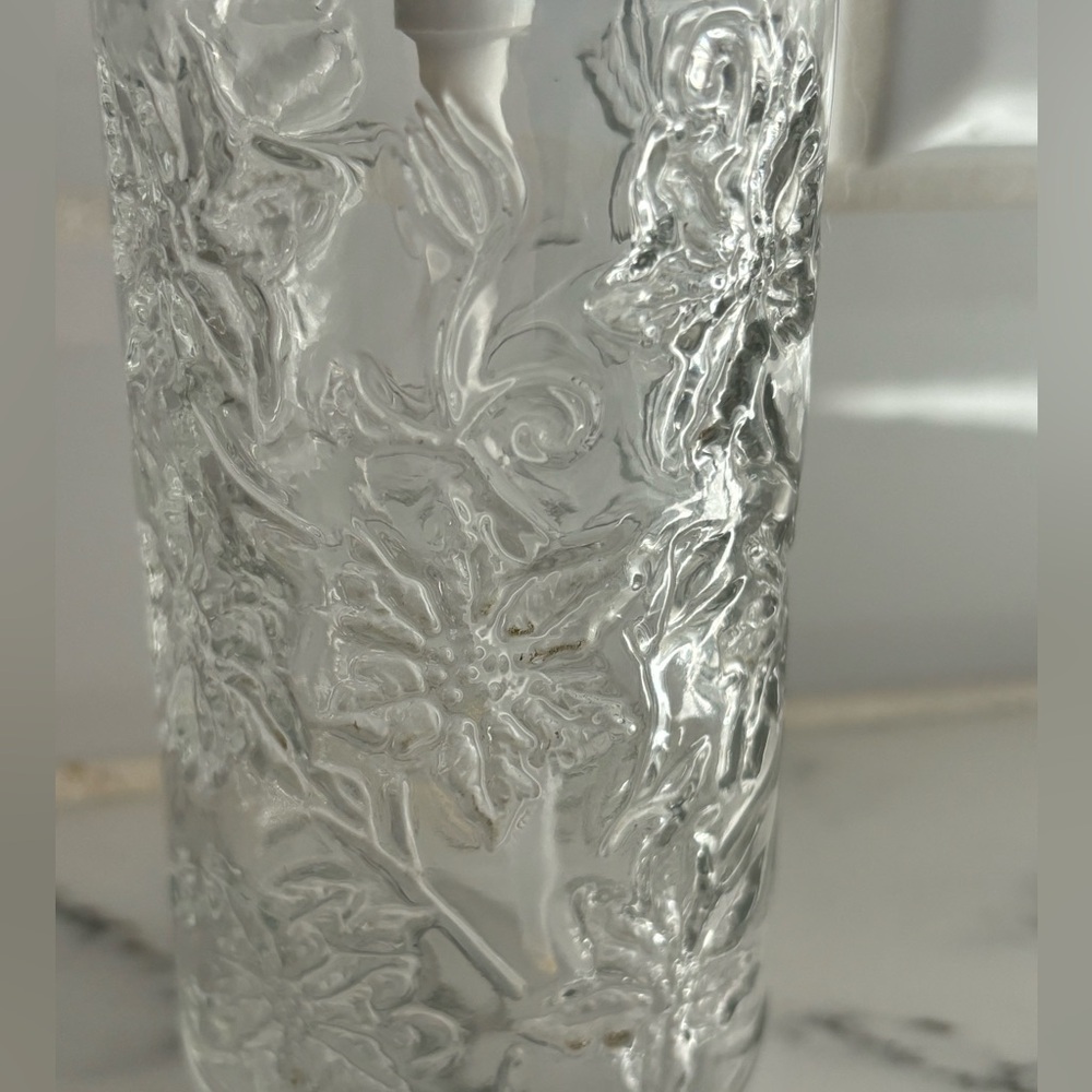 Clear Glass Floral Pump Bottle for Soap or Lotion - Picture 2 of 3